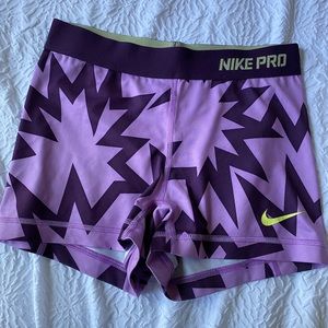 purple patterned nike pro spandex